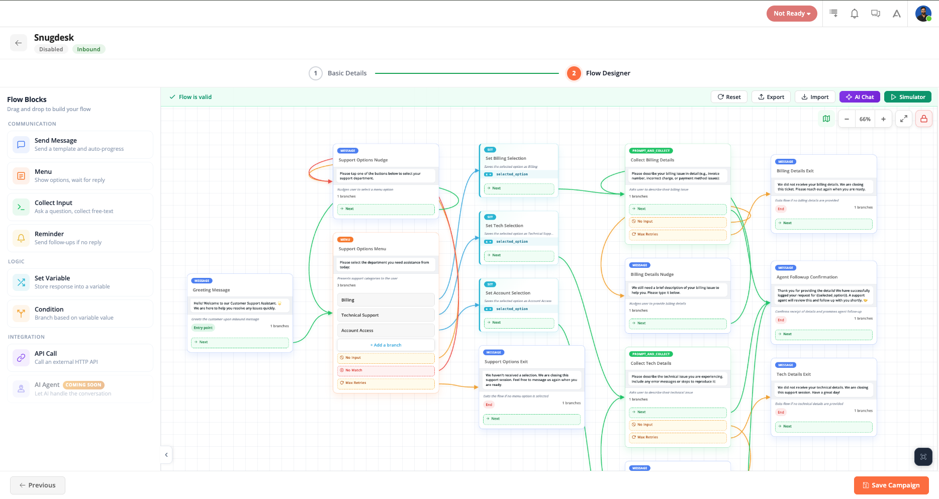 AI WhatsApp Campaign Designer — Gen AI tool that generates campaign call flows from a prompt for MG Motors